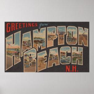 Affiches Plage de Hampton, New Hampshire - grande lettre