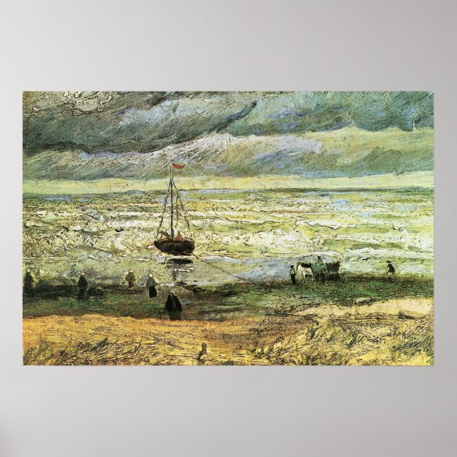 Affiches Plage de Scheveningen par temps orageux par van Go (Devant)