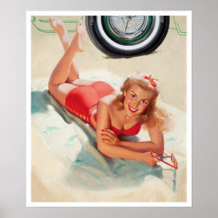 Affiches Plage Girl Pin Up