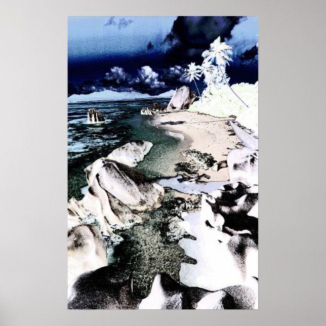 Affiches plage rocheuse (Devant)