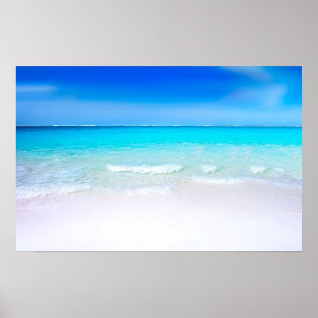 Affiches Plage tropicale avec mer turquoise (Devant)