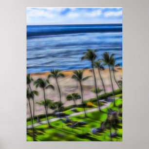 Affiches Plage tropicale vacances soleil et sable Maui Hawa