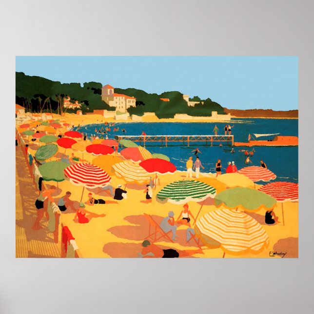 Affiches Plage vintage Côte d'Azur (Devant)