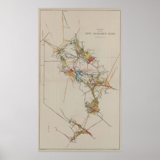 Affiches Plan de la nouvelle mine Almaden (Devant)