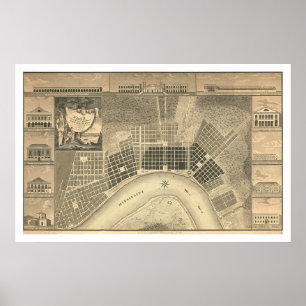 Affiches Plan de la Nouvelle-Orléans 1815