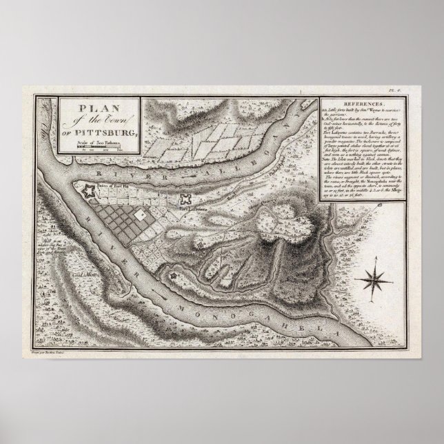 Affiches Plan de la ville de Pittsburg (Devant)