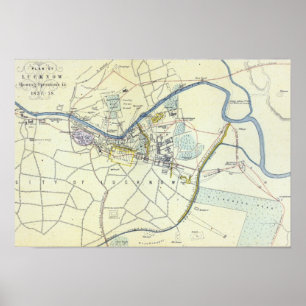 Affiches Plan de Lucknow montrant les opérations