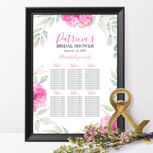Affiches Plan de table Baby Shower Bohème Fleur Aquarelle