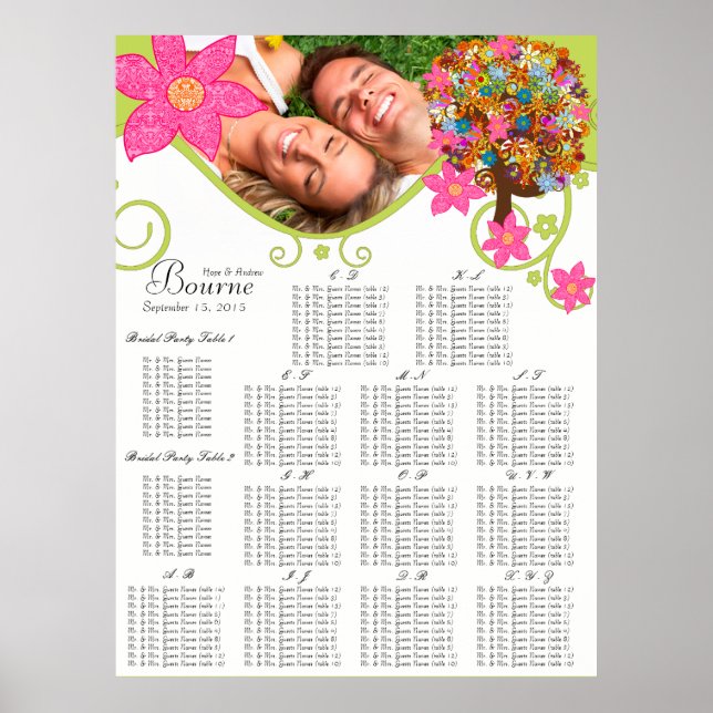 Affiches Plan de table de l'arbre fleuri par ordre alphabét (Devant)