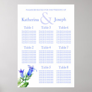 Affiches Plan de table de Mariage bleu 1-8