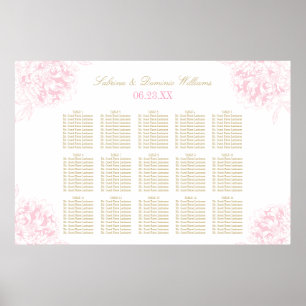 Affiches Plan de table de mariage élégant aux fleurs de piv