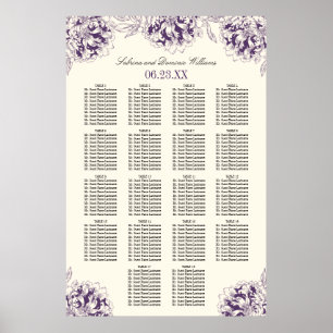 Affiches Plan de table de mariage élégant aux fleurs de piv