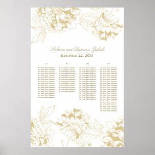 Affiches Plan de table de mariage élégant aux fleurs de piv