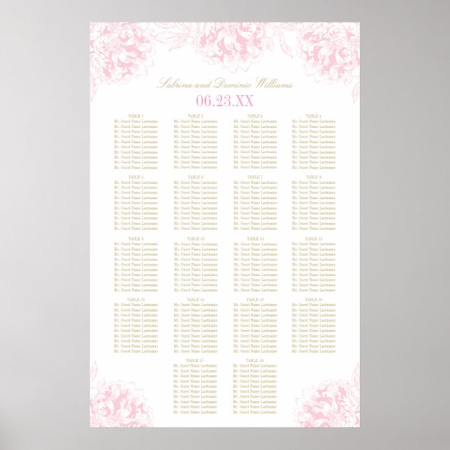 Affiches Plan de table de mariage élégant aux pivoines en o (Devant)