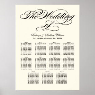 Affiches Plan de table de mariage élégant en calligraphie n