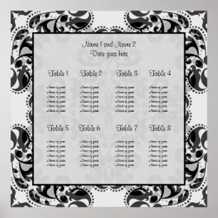 Affiches Plan de table de mariage en damas victorien