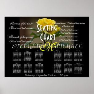 Affiches Plan de table de mariage Fleur Fleurir Monogramme