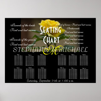Affiches Plan de table de mariage Fleur Fleurir Monogramme