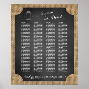 Affiches Plan de table de mariage unique en pot de maçon ru