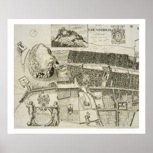 Affiches Plan d'Édimbourg, pub. par John Smith (c.1652-1742