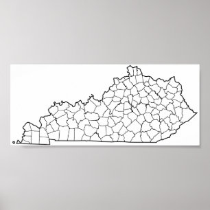 Affiches Plan des comtés du Kentucky Blank