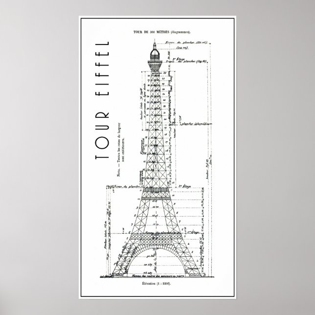 AFFICHES PLAN DES INGÉNIEURS DE TOUR EIFFEL 1886 (Devant)