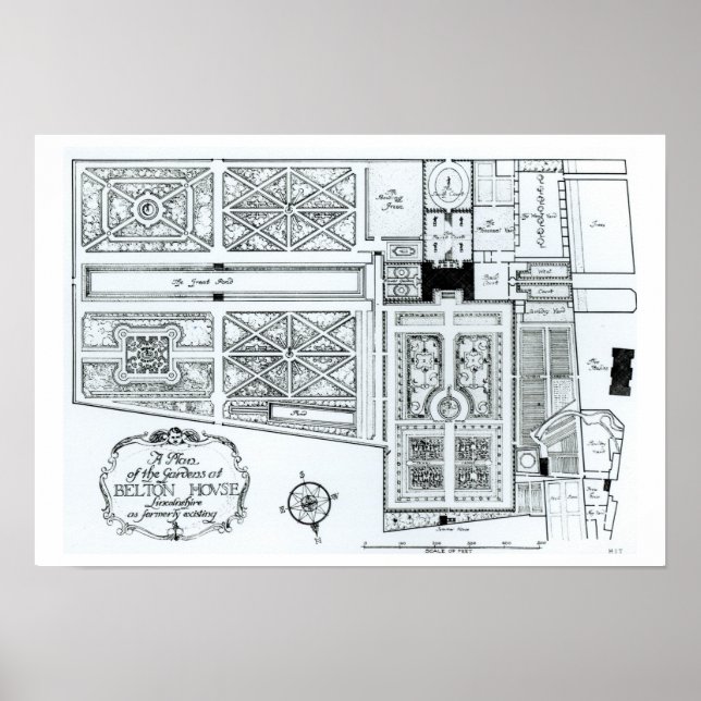 Affiches Plan des jardins à Belton House, Lincolnshir (Devant)