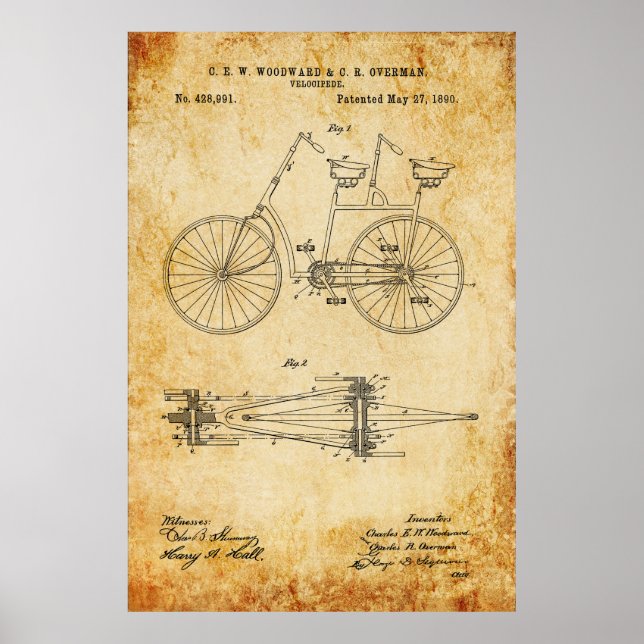 Affiches Plan directeur de bicyclette Tandem (Devant)