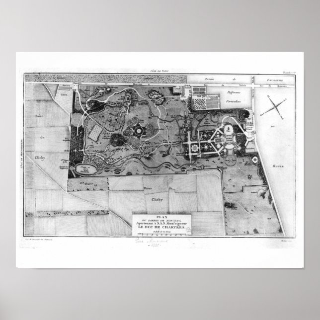 Affiches Plan du Parc Monceau à Paris (Devant)