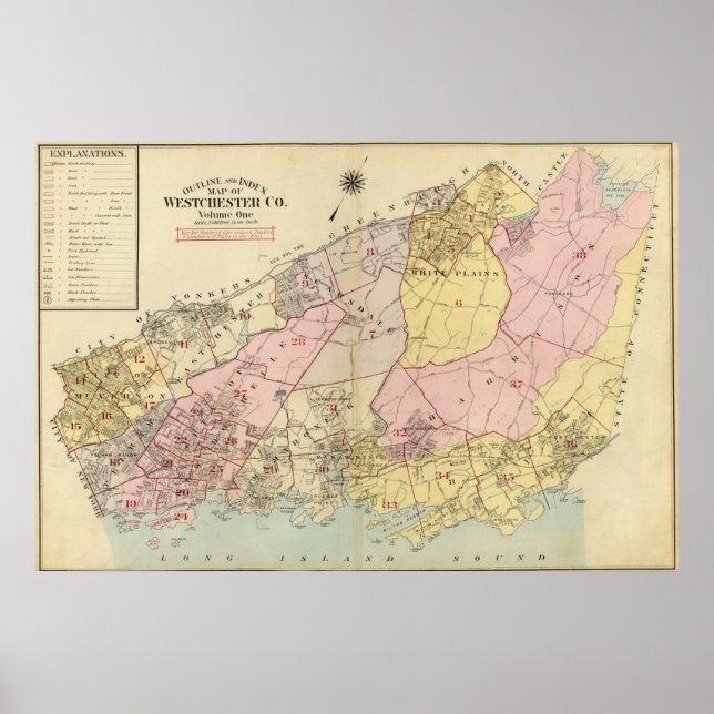 Affiches Plan, index plan Comté de Westchester (Devant)