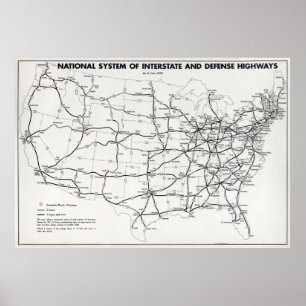 AFFICHES PLAN ROUTIER NATIONAL 1958