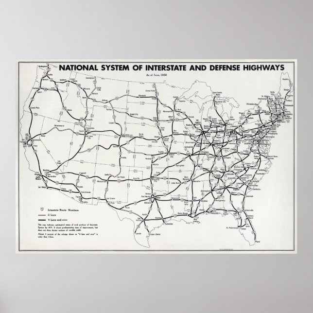 AFFICHES PLAN ROUTIER NATIONAL 1958 (Devant)