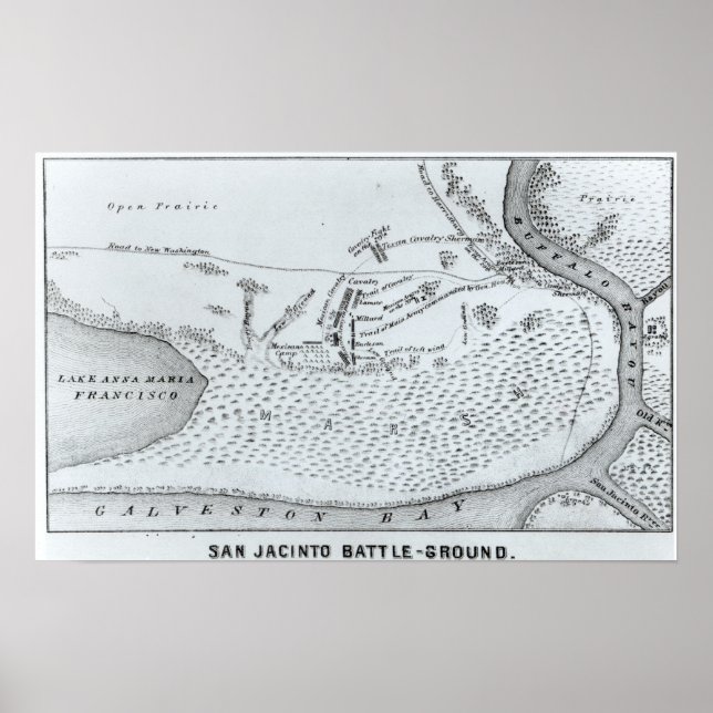 Affiches Plan terrestre de la bataille de San Jacinto (Devant)