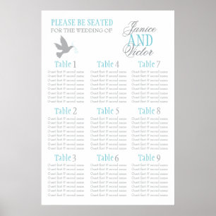 Affiches Planche gris aqua bleu mariage plan de table assis