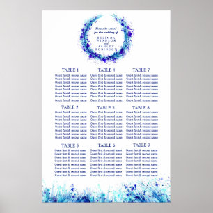 Affiches Planificateur de table de mariage assis art bleu 1