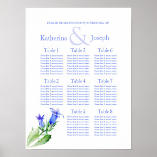 Affiches Planificateur de table de mariage bleu 1-8
