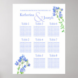Affiches Planificateur de table de mariage bleu Speedwell 1