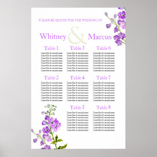 Affiches Planificateur de table de mariage violet Delphiniu