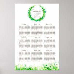 Affiches Planificateur de tables de mariage avec verdure po