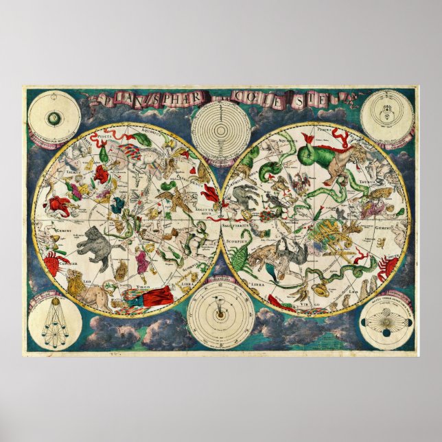 Affiches Planisphæri cœleste Celestial Map Frederick De Wit (Devant)