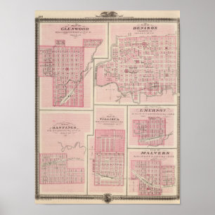 Affiches Plans de Glenwood, Denison, Hastings