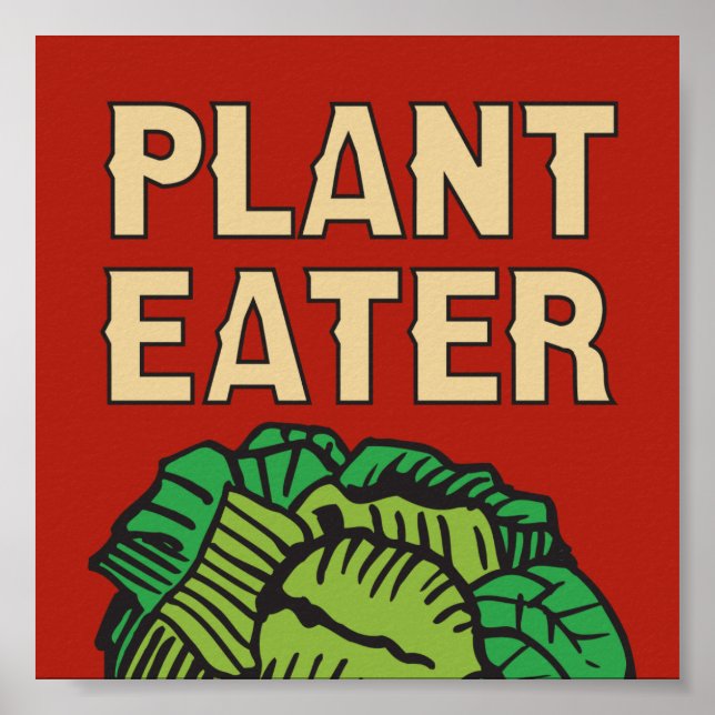 Affiches Plante Eater design rétro végétalien végétarien (Devant)