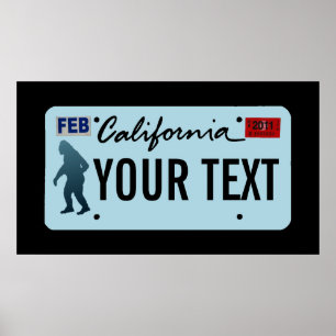 Affiches Plaque de licence California Sasquatch