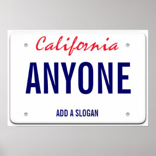 Affiches Plaque de licence personnalisée en Californie