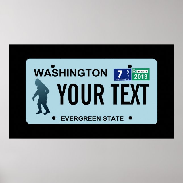 Affiches Plaque de licence Washington Sasquatch (Devant)