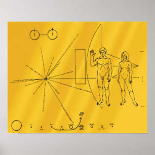 Affiches Plaque d'or de la sonde spatiale Pioneer 10 de la