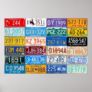 Affiches Plaques minéralogiques des Etats-Unis - notre