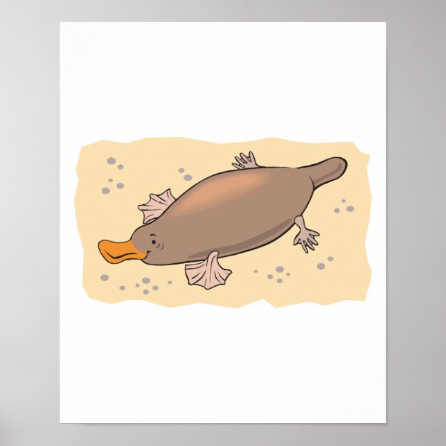 Affiches Platypus mignon dans le sable (Devant)