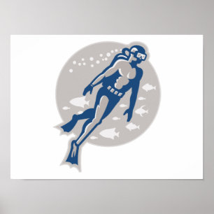 Affiches Plongée plongée sous-marine Rétro