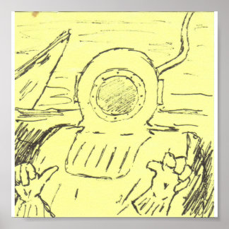 Affiches Plongeur marin profond